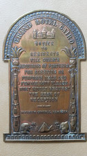 Grand Hotel Cairo Egypt Vintage Sign Plaque Notice To Residents Partners Brass picture