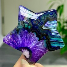 78G Natural Colored Agate Stripe Carving Star Crystal Mineral picture