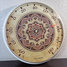 Rare Acu-Rite 12” Aztec Theme Plastic Wall Thermometer Chaney Instrument U.S.A. picture