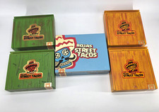 Lot of 5 Empty Rojas Street Tacos Cigar Box Wood Green Orange Blue Cinco de Mayo picture