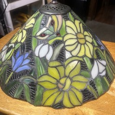 Tiffany Style Stained Glass Lamp Shade With Vibrant Floral Design No Cracks picture