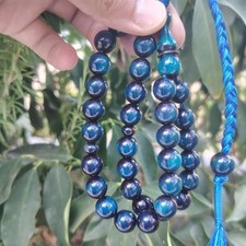 Vintage Turkish Blue 33 Bead Tasbih Misky Style German Style Prayer Beads picture