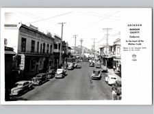 c1945 Main Street & Cars Jackson California CA Frashers RPPC Real Photo Postcard picture