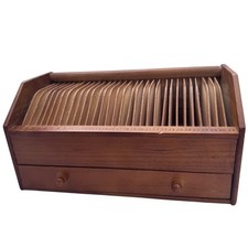 VTG 60s Organizer Wooden Month 31 Daily Slots w Drawer Office Mail Bills Seeds picture
