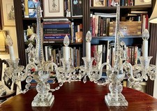 Vintage Pair of Large Regency Style Electrified Crystal Candelabrum picture