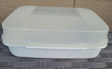 Vtg Tupperware Storz-A-Lot 2242D Hinged Storage Container Speckled White USA picture