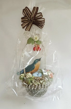 Vintage Blumchen Easter Spring Basket Robin Nest Eggs Ornament Figure 2004 picture