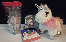 Tervis Unicorn Tumbler + Plush Unicorn + Unicorn Christmas Ornament Gift Set NEW picture