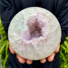 3.59LB Natural Open Smile Agate Sphere Purple Crystal Geode Healing Wealth Colle picture