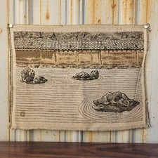 Vintage Nishijin Gobelin Style Tapestry Japanese Zen Rock Garden Reiki 15x11