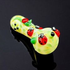 Ladybug Hand Blown Smoking Glass Pipes, Collectible Glass Bowl 6