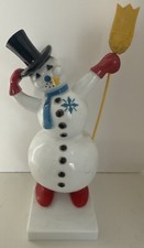 RARE Vintage Royalite Rosbro Snowman Candy Container Christmas Plastic WITH PIPE picture