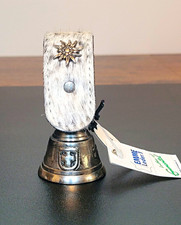 NWT Swiss Cowbell Emme Leder Hair on Hide Strap Jungfrau Edelweiss Souvenir Bell picture