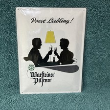 Warsteiner Pilsener German Beer Tin Metal Sign Embossed “Cheers Darling” 12”x16” picture