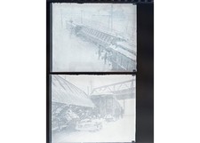 1934 Narrow Gauge Railroad Winter Train Wreck Boston MA Glass Negatives 2 OOAK picture