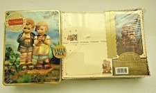 VTG MJ HUMMEL Bonus Fabric Covered Gift Box Stationary Folded Note Set Gift picture