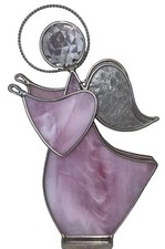 Vintage nice Stained Glass Pink Angel Figurine picture