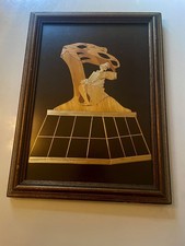 VTG Polish Straw Marquetry Picture Warsaw Chopin Monument Framed 13x9.5” picture