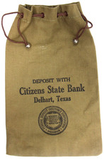 Citizens State Bank Delhart, TX Drawstring Deposit Bank Bag FDIC Stamp Vintage picture