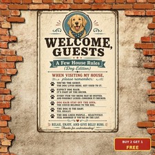 When Visiting My House Please Remember Dog Rules Funny Metal Tin Sign picture