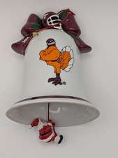 2005 Danbury Mint Virginia Tech Hokies Christmas Bell Ornament Santa Striker picture