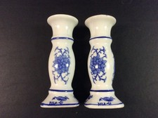 Set of 2 Porcelain Blue Tradition Candle Holders by Potpourri Designs (NIB)  picture