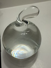 Vintage Crystal Glass Apple Paperweight Clear Transparent 70’s Era Collectable. picture
