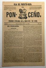 ANTIQUE NEWSPAPER / EL PONCENO / PONCE PUERTO RICO 1853 VERY RARE picture