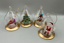 Vintage 1990’s Holiday By Kirkland’s Spun Glass In Dome Ornaments Set Of Four picture