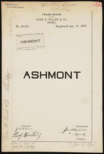 Photo:John H Walsh Co Ashmont Whisky Trademark 1895 Spirits Liquor picture