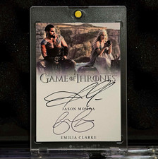 Game Of Thrones Custom Dual Autograph Hard Signed Jason Momoa Emilia Clarke 1/1 picture