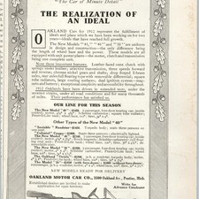 1912 Oakland Model 40 45 30 Oriole Car Print Ad Pontiac MI Touring Roadster picture