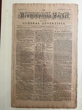 Revolutionary War Newspaper – Pennsylvania Packet – January 9, 1781 – George picture