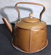 Vintage Tea Kettle Pot Copper Metal Hammered Handmade Country Farm Kitchen picture