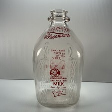 Vtg Freeman's Dairy Half Gallon Milk Bottle Allentown PA Best by Test picture