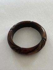 Vintage Over Dyed Bamboo Bakelite Bangle Bracelet Carved picture