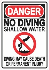 5in x 7in No Diving Shallow Water Sticker Car Truck Vehicle Bumper Decal picture