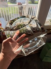 Vintage Ash Tray HUGE Heavy 9” Inch Octagon Clear Glass Cigar Cigarette Beautifu picture
