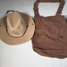 Disneyland Club 33 Indiana Jones Jungle Cruise Safari Hat Satchel Bag Set Rare picture