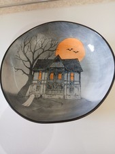 SET OF 4 PRIMO DESIGN HAUNTED HOUSE FULL ORANGE MOON 8 1/2