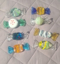 Vintage Hand Blown Murano Style Art Glass Wrapped Hard Candies 8 piece lot  picture