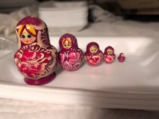 Hand Painted Wooden Matryoshka-Style Nesting Owls Doll Set of 5 picture