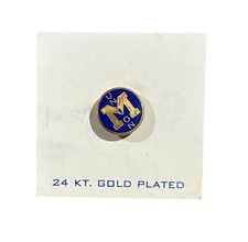 Vtg University of Mount Union College 24KT Gold Plated Enameled Pinback Button picture