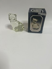 Vintage 1986 Heavy Clear Glass Kitten Cat Figurine 3.75