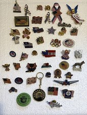 Huge Lot 100 Vintage Patriotic Lapel Pins USA Flag 9/11 Olympic Smokey Bear AA picture