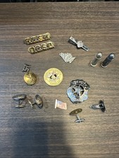 Vintage Estate Lot Of 15 Drawer Medals Lapel Pins Buttons Sherrif Badge US MIL picture