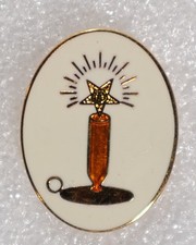 Shriners Masonic Oval Candle Pinback Button Vintage Enamel picture