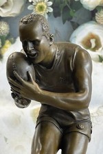 Handcrafted Aussie Rugby Player Bronze Sculpture Marble Base Trophy Figurine NR picture
