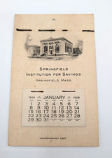 Vintage 1928 Springfield Institution Savings Bank Wall Calendar Ads Cars picture