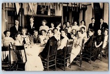 c1910's Student House Interior Party Dinner Brown RPPC Photo Antique Postcard picture